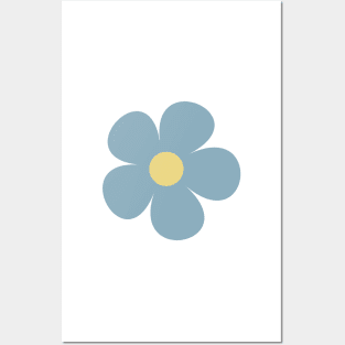 cute muted blue gray retro flower Posters and Art